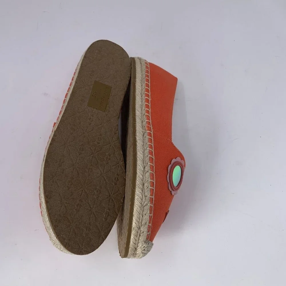 Kate Spade Grenada Glasses Espadrille Flats Women's 5.5 Tamarillo‎ Slip On S0567